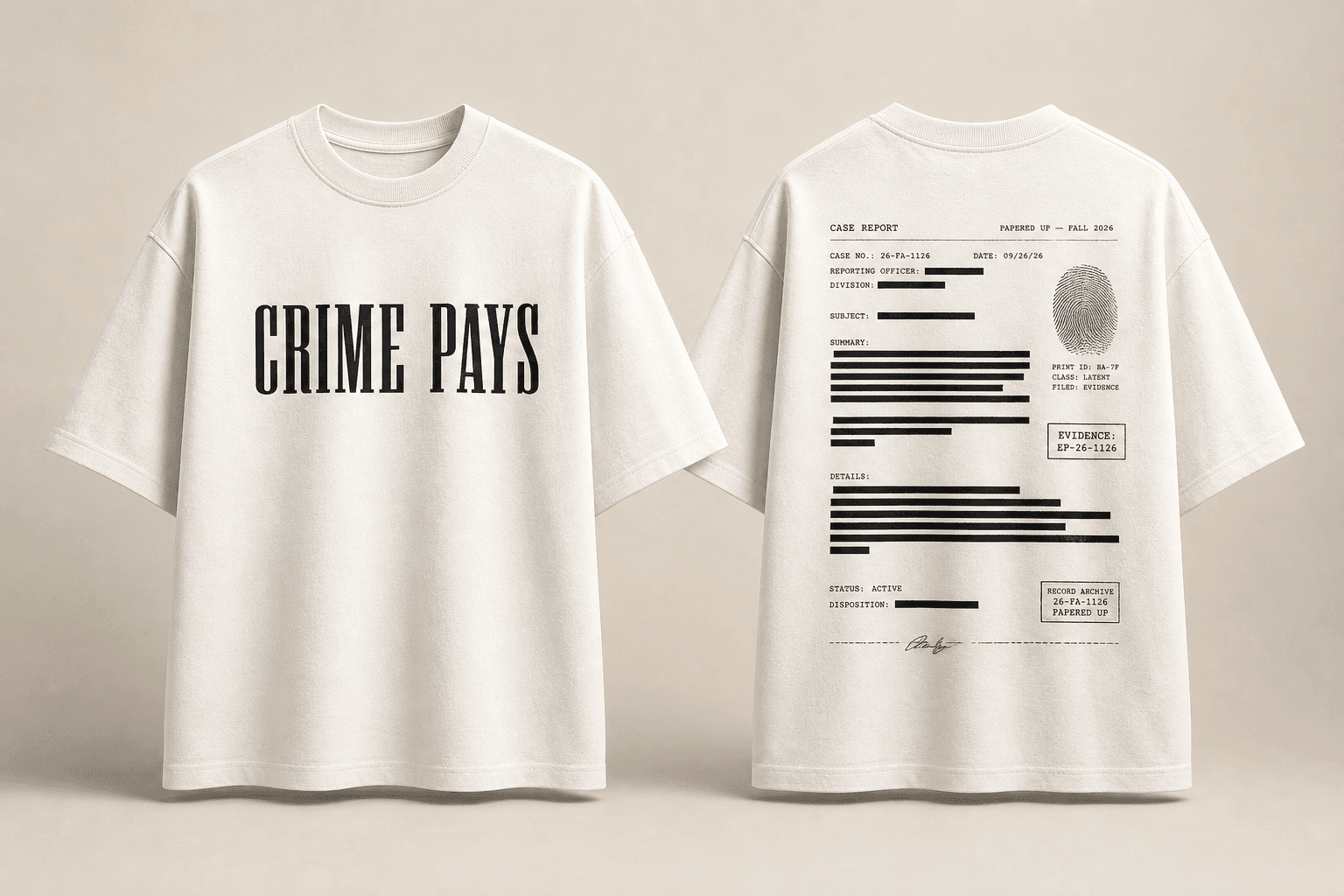 Crime Pays Case Report Tee